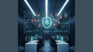 AI command center detecting deepfake scams in the USA