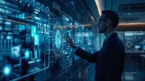 Human and GPT-5 AI collaborating in American workplace