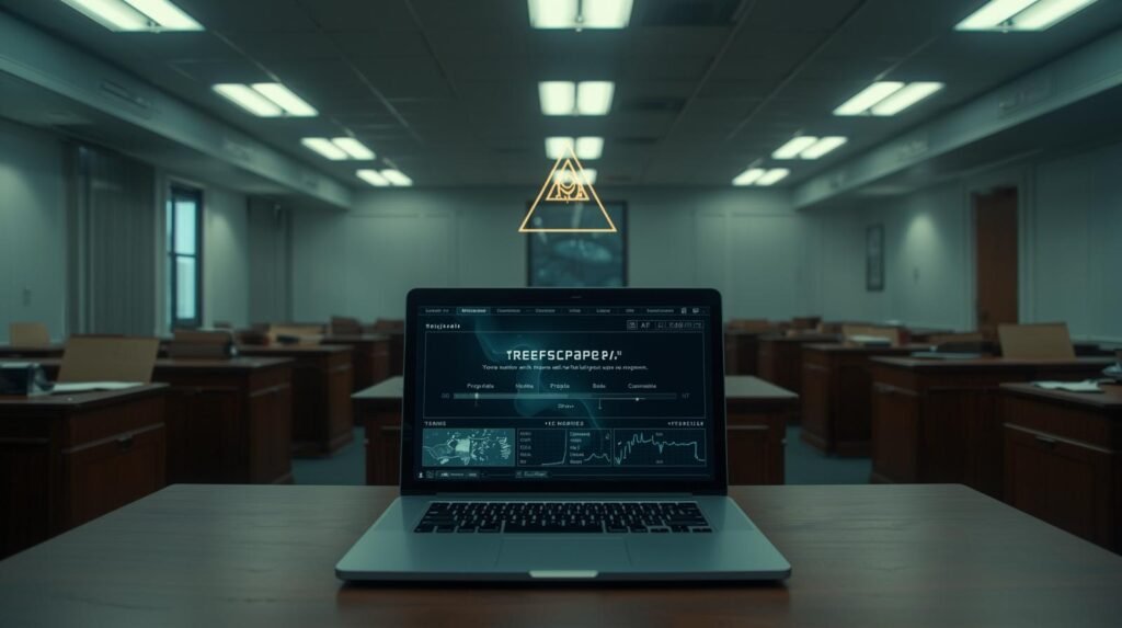 Stalled AI deployment shown through an inactive Reefscape dashboard in a US government office