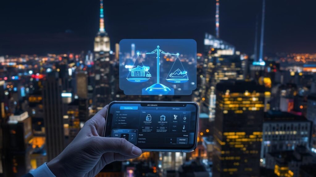 Reefscape AI dashboard illustrating the balance between productivity gains and economic risk in the United States