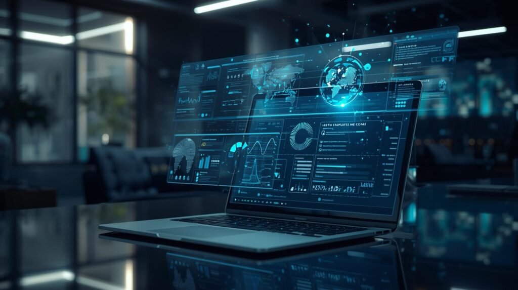 Reefscape branded holographic Grok AI interface showing real-time data and dynamic responses